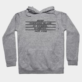 http forward slash at symbol hashtag dot com Hoodie